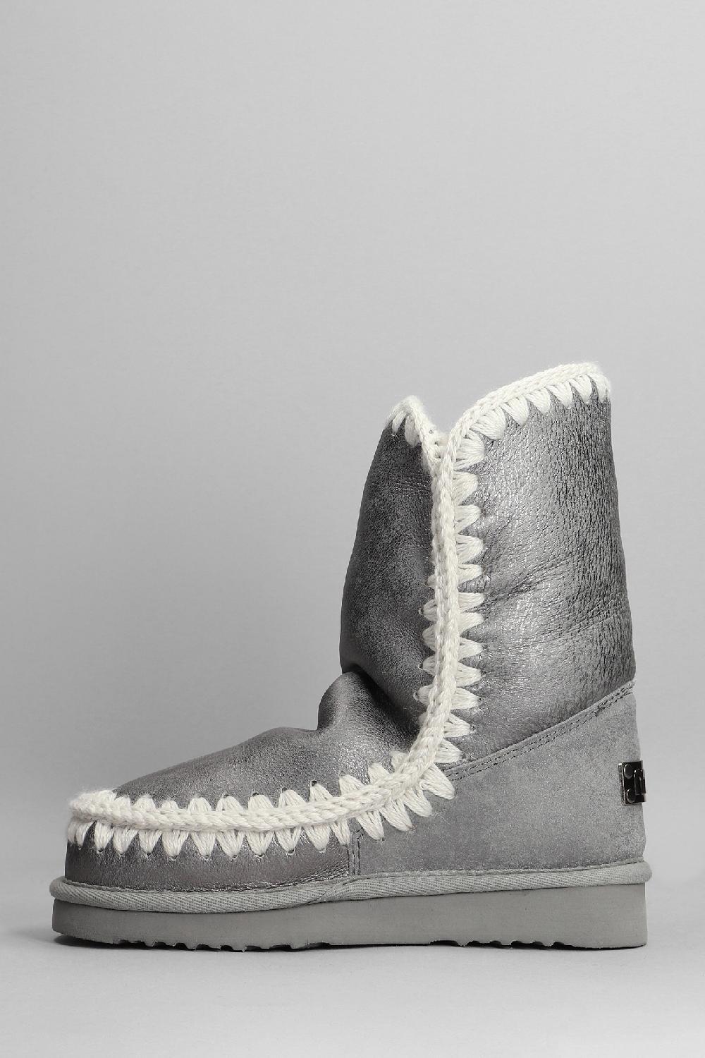 Deliberti Mou Tronchetti Tacco Basso Eskimo 24 In Glitter Argento Cod. 408377 - Deliberti The Luxury Shopping