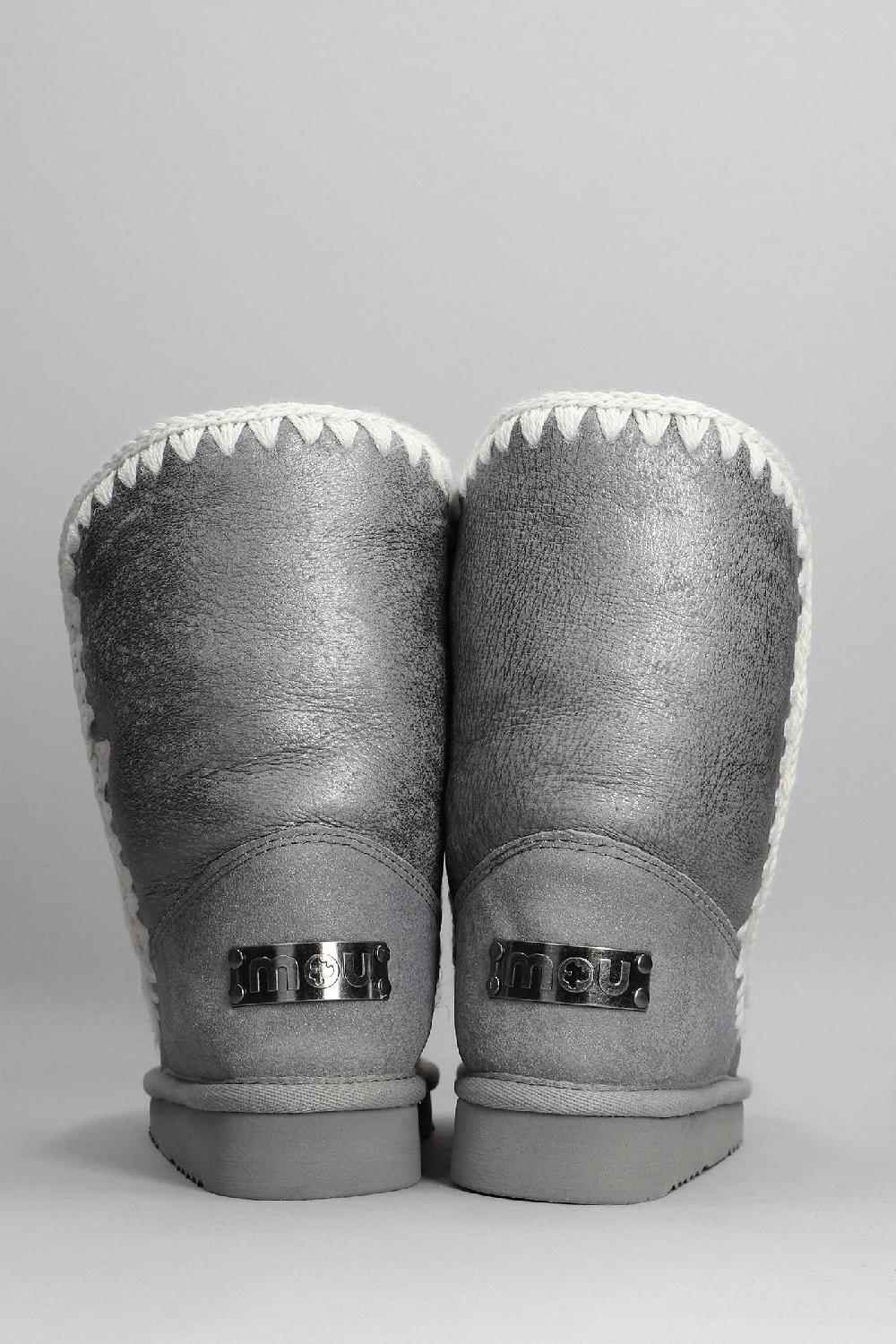 Deliberti Mou Tronchetti Tacco Basso Eskimo 24 In Glitter Argento Cod. 408377 - Deliberti The Luxury Shopping