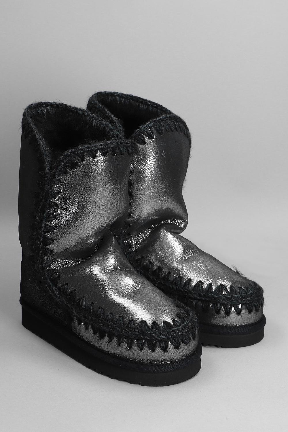 Deliberti Mou Tronchetti Tacco Basso Eskimo 24 In Glitter Nero Cod. 408376 - Deliberti The Luxury Shopping