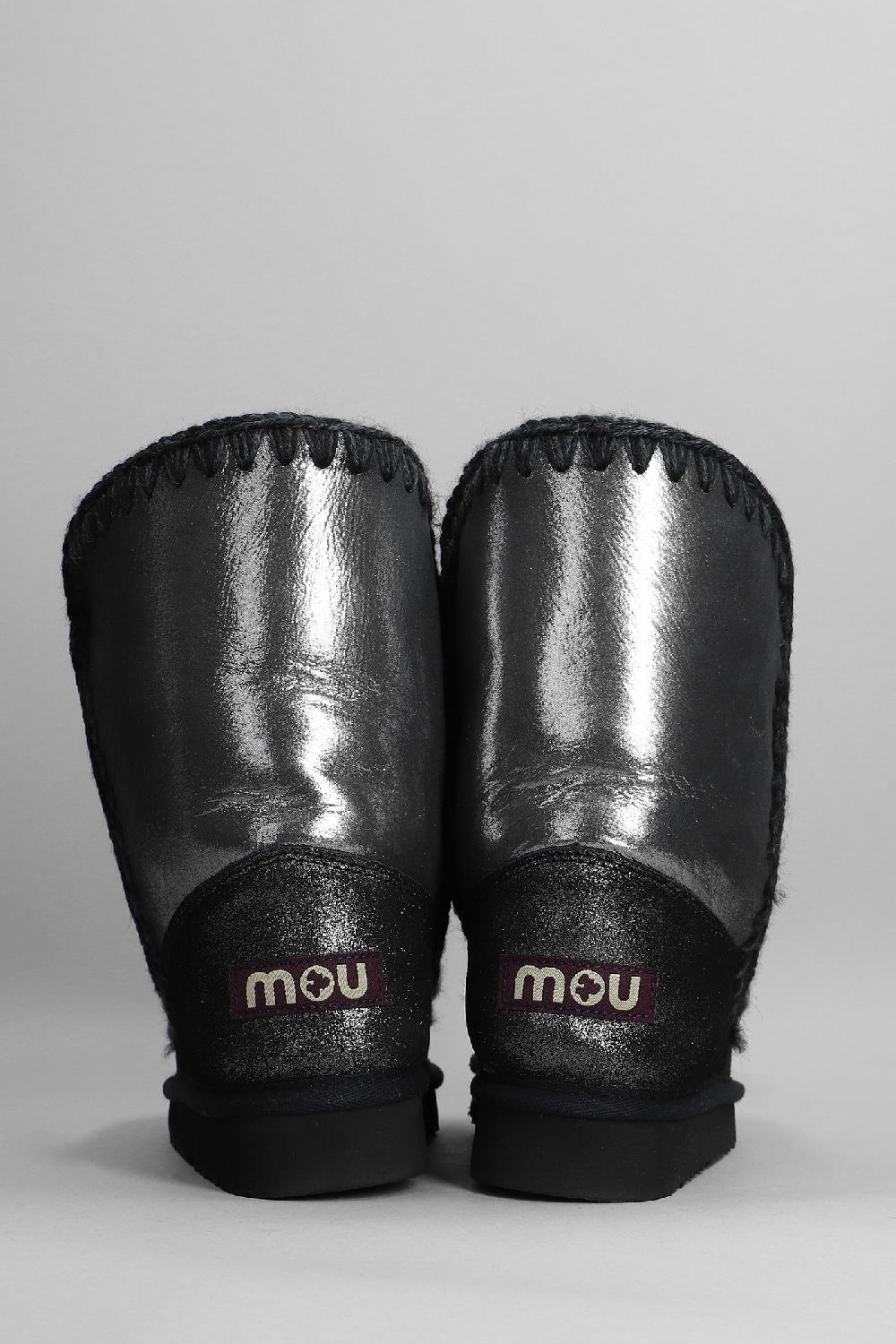 Deliberti Mou Tronchetti Tacco Basso Eskimo 24 In Glitter Nero Cod. 408376 - Deliberti The Luxury Shopping