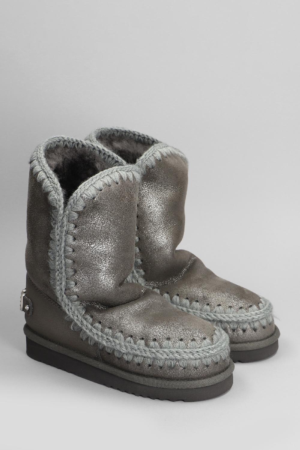 Deliberti Mou Tronchetti Tacco Basso Eskimo 24 In Pelle Grigia Cod. 410087 - Deliberti The Luxury Shopping