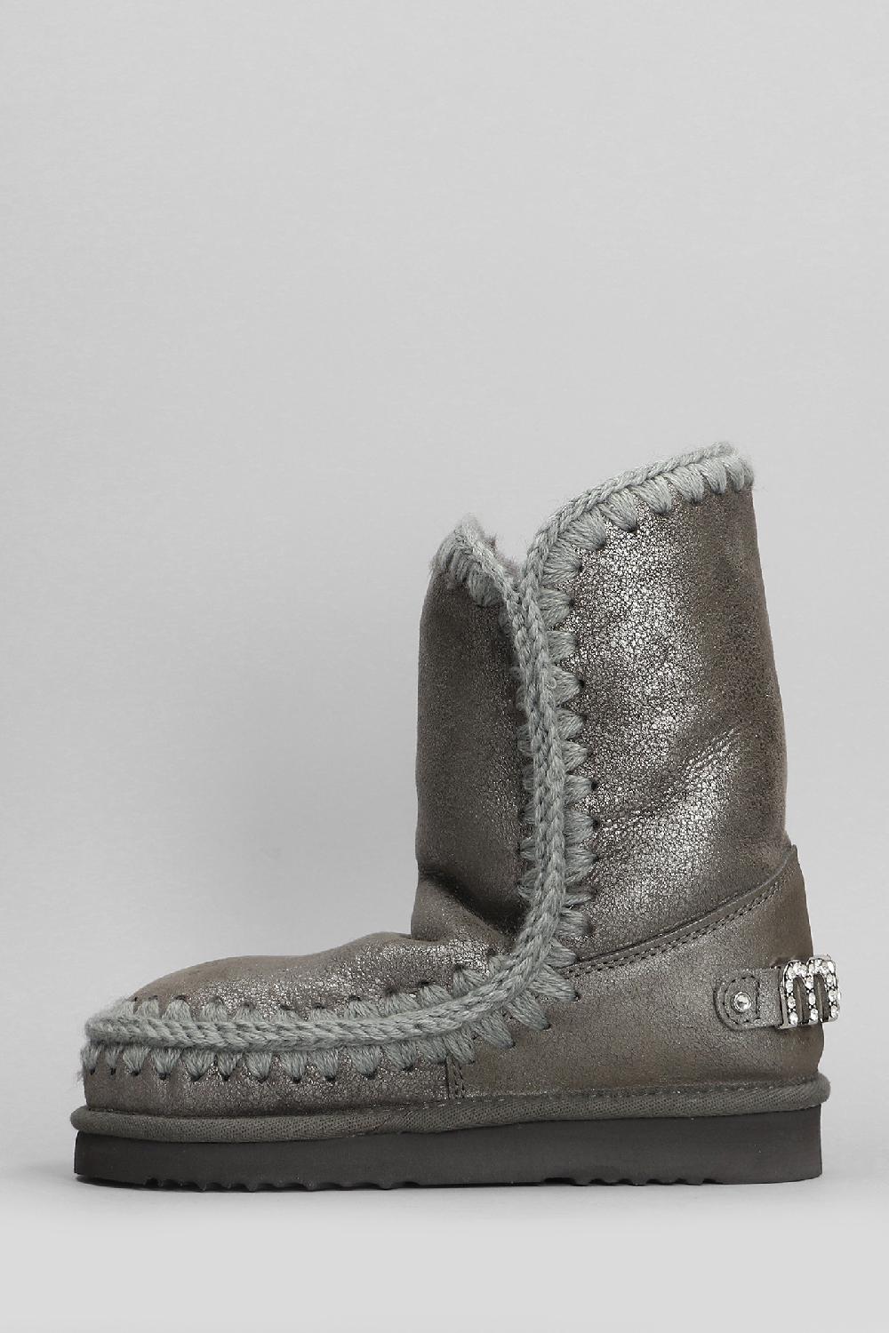Deliberti Mou Tronchetti Tacco Basso Eskimo 24 In Pelle Grigia Cod. 410087 - Deliberti The Luxury Shopping
