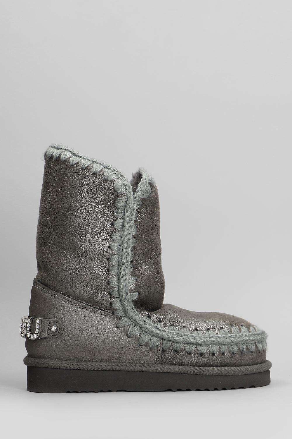 Deliberti Mou Tronchetti tacco basso eskimo 24 in pelle grigia cod. 410087 - Deliberti The Luxury Shopping