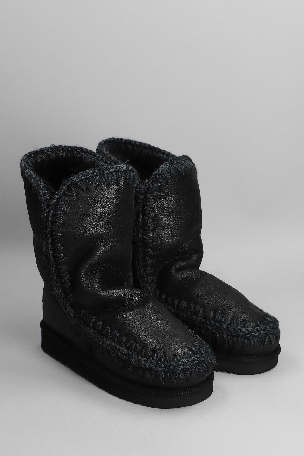 Deliberti Mou Tronchetti Tacco Basso Eskimo 24 In Pelle Nera Cod. 408375 - Deliberti The Luxury Shopping