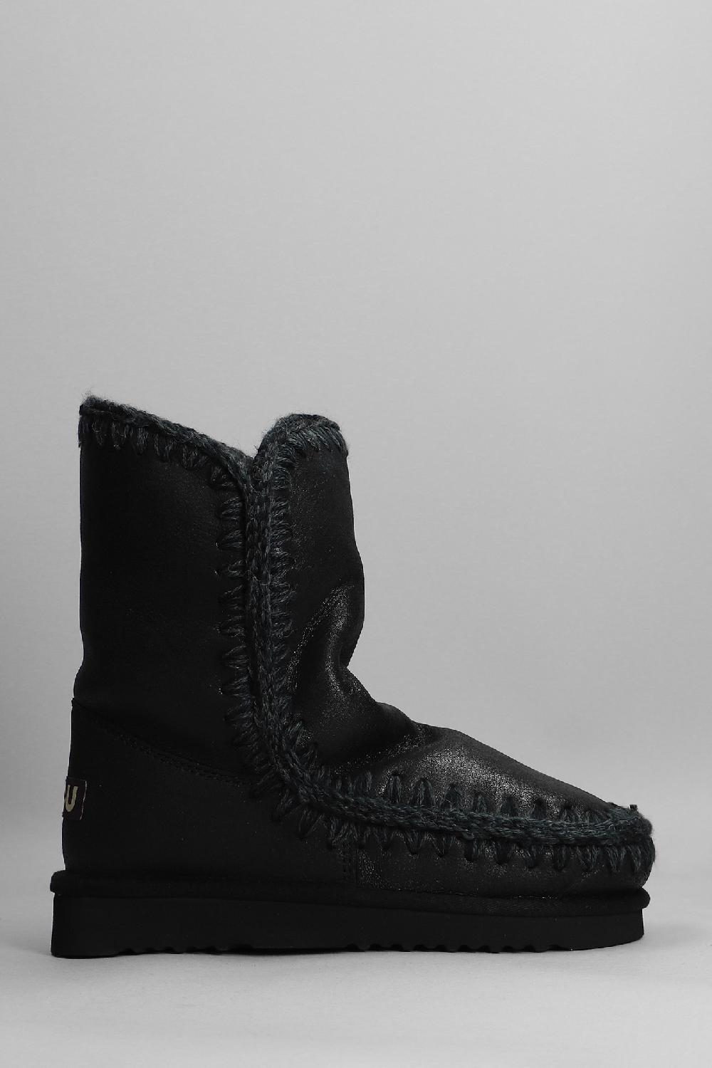 Deliberti Mou Tronchetti tacco basso eskimo 24 in pelle nera cod. 408375 - Deliberti The Luxury Shopping