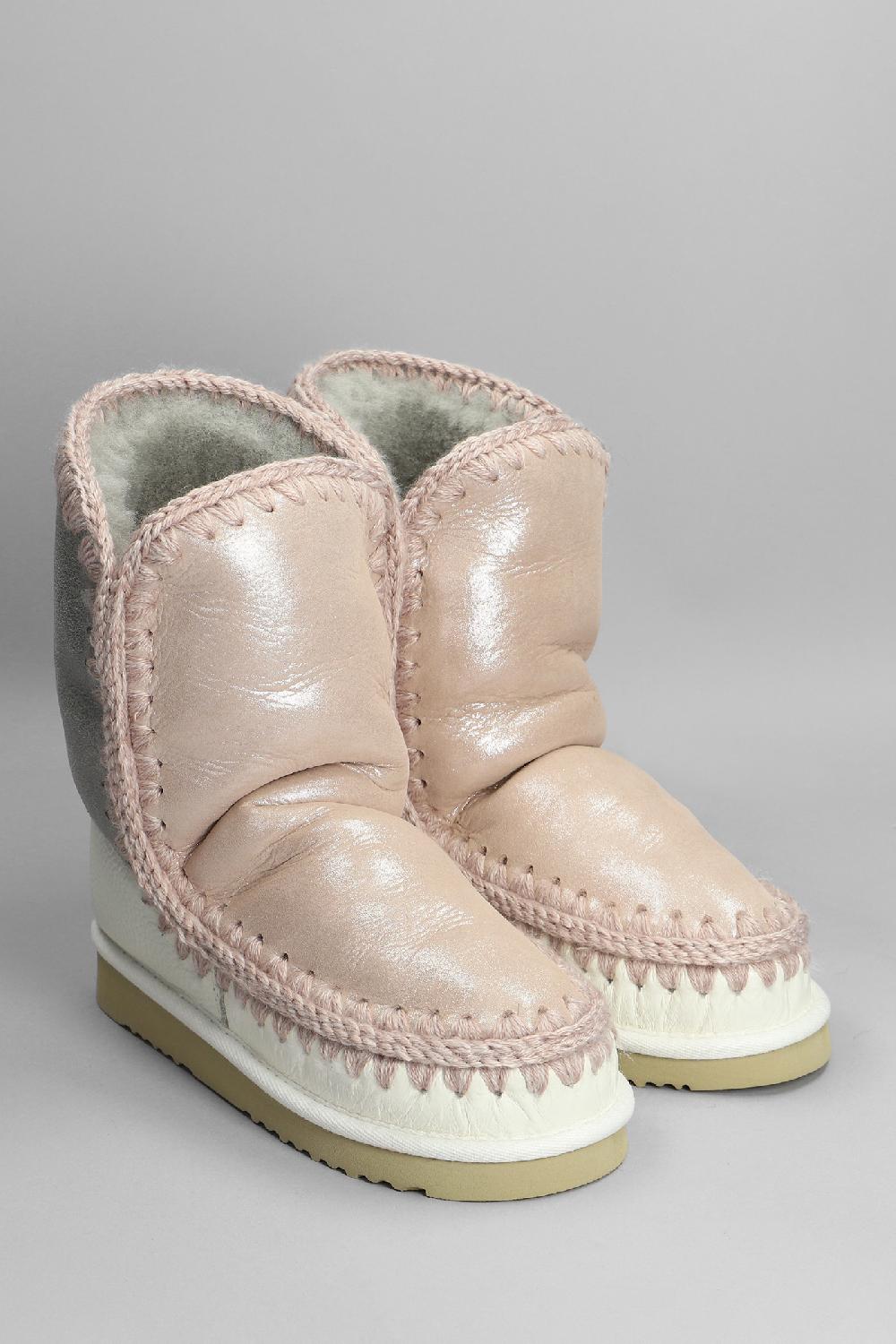 Deliberti Mou Tronchetti Tacco Basso Eskimo 24 In Pelle Rosa Cod. 408408 - Deliberti The Luxury Shopping