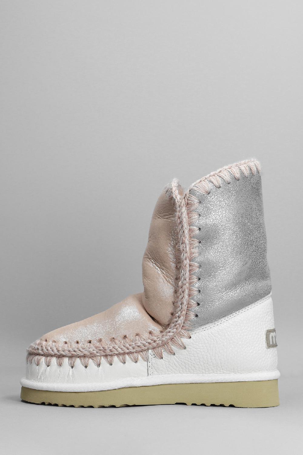 Deliberti Mou Tronchetti Tacco Basso Eskimo 24 In Pelle Rosa Cod. 408408 - Deliberti The Luxury Shopping