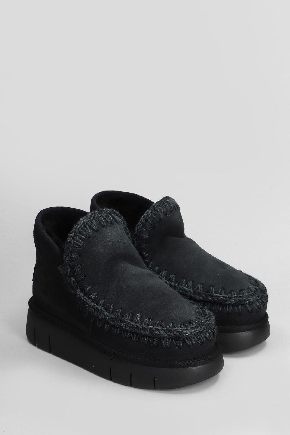Deliberti Mou Tronchetti Tacco Basso Eskimo Bounce In Camoscio Nero Cod. 408458 - Deliberti The Luxury Shopping