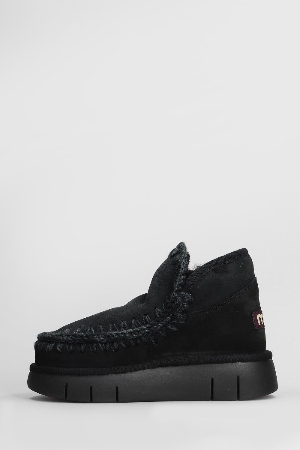 Deliberti Mou Tronchetti Tacco Basso Eskimo Bounce In Camoscio Nero Cod. 408458 - Deliberti The Luxury Shopping
