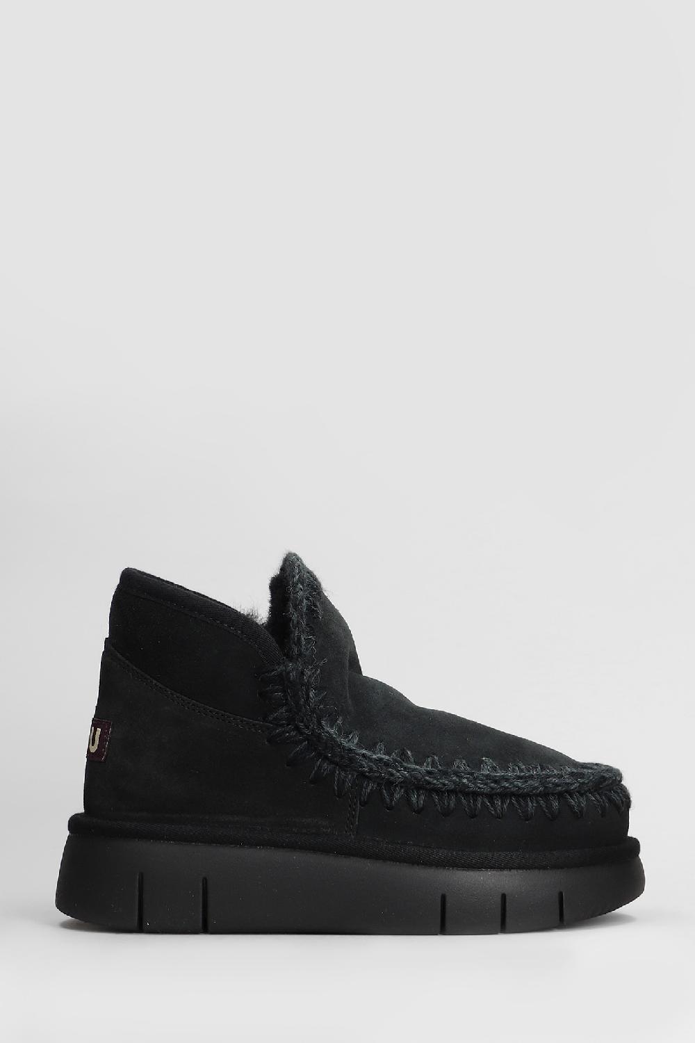 Deliberti Mou Tronchetti tacco basso eskimo bounce in camoscio nero cod. 408458 - Deliberti The Luxury Shopping