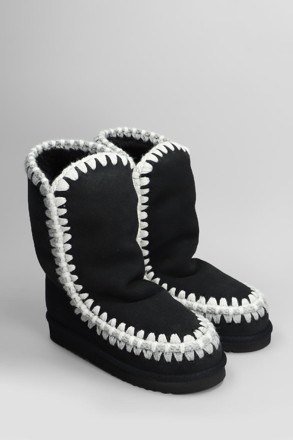 Deliberti Mou Tronchetti Tacco Basso Eskimo In Camoscio Nero Cod. 408410 - Deliberti The Luxury Shopping