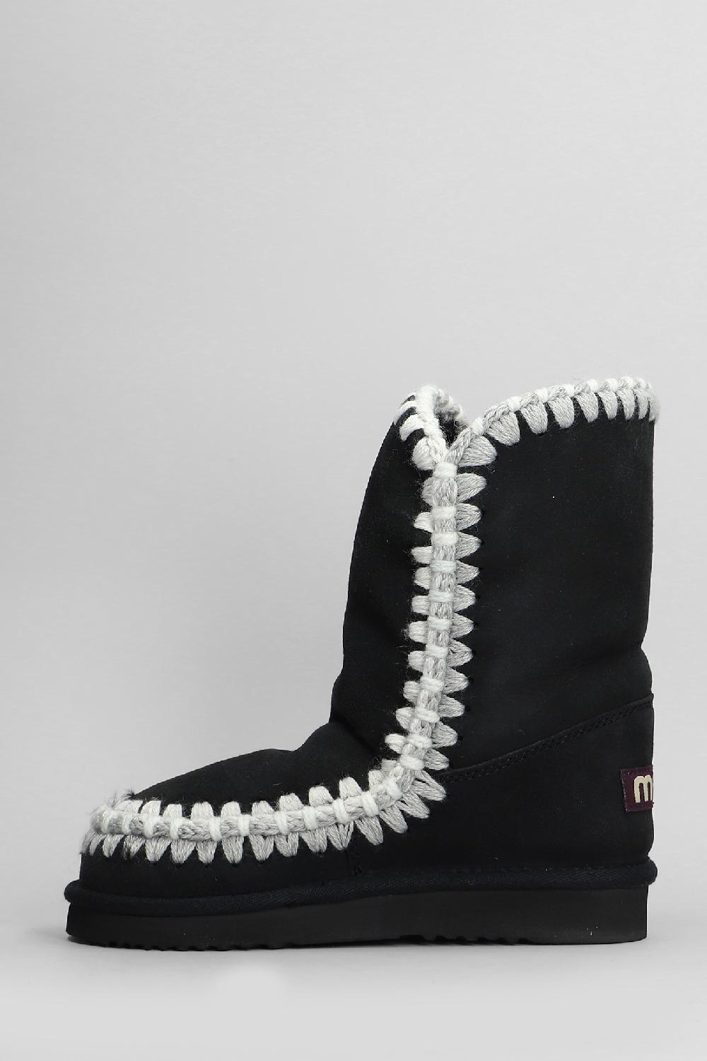 Deliberti Mou Tronchetti Tacco Basso Eskimo In Camoscio Nero Cod. 408410 - Deliberti The Luxury Shopping