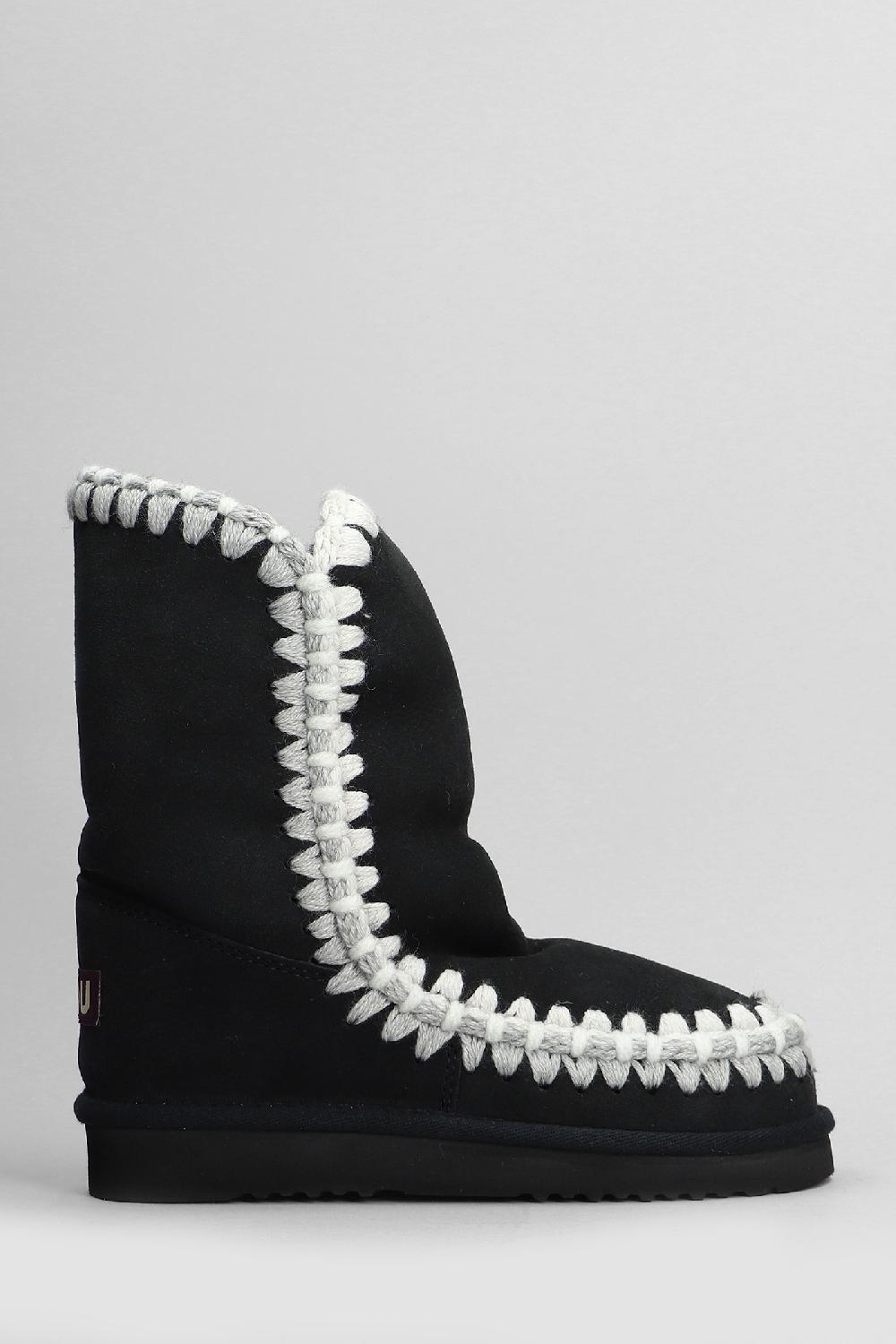 Deliberti Mou Tronchetti tacco basso eskimo in camoscio nero cod. 408410 - Deliberti The Luxury Shopping