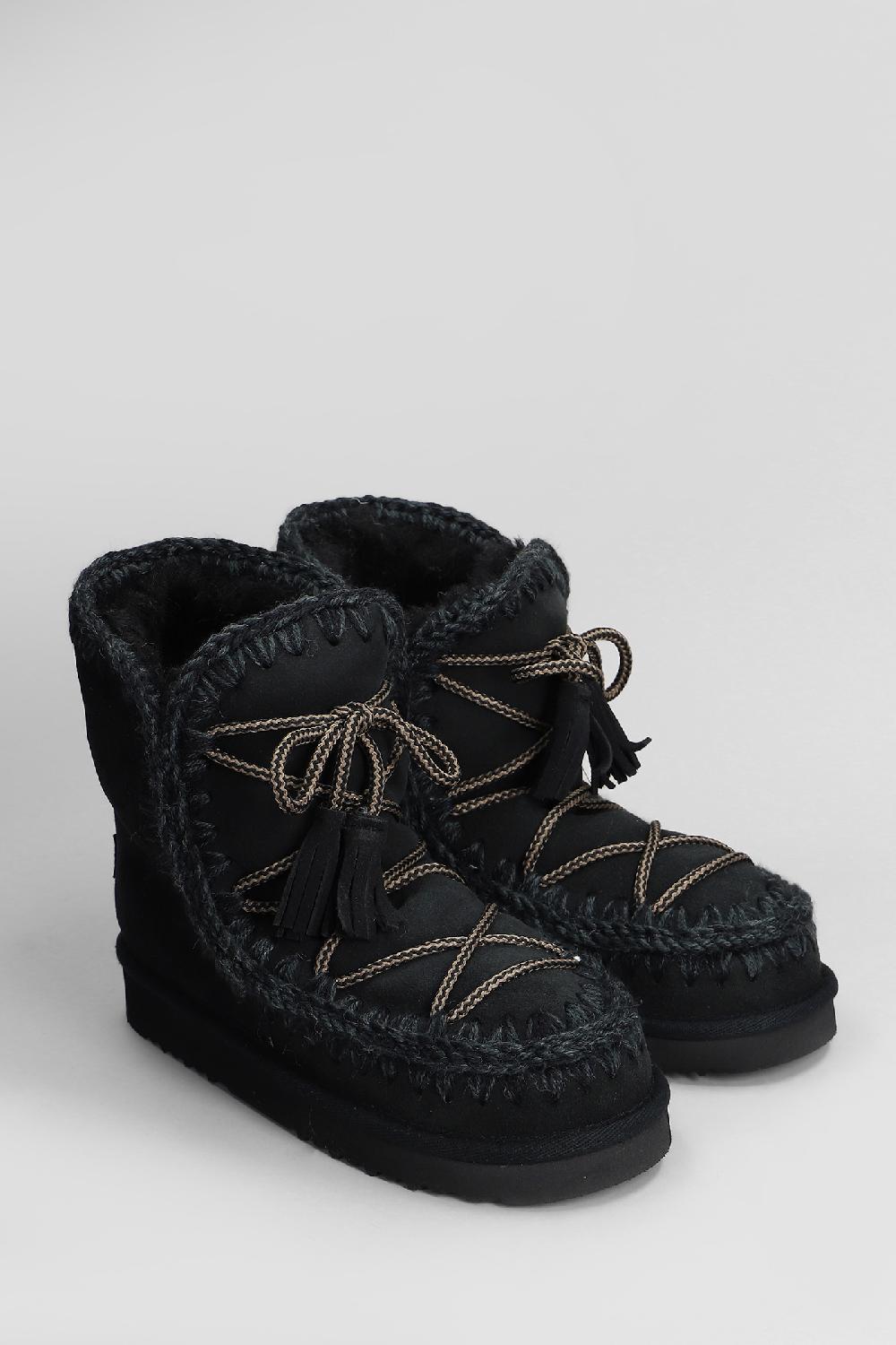 Deliberti Mou Tronchetti Tacco Basso Eskimo Scoubidoo In Pelle Nera Cod. 408417 - Deliberti The Luxury Shopping