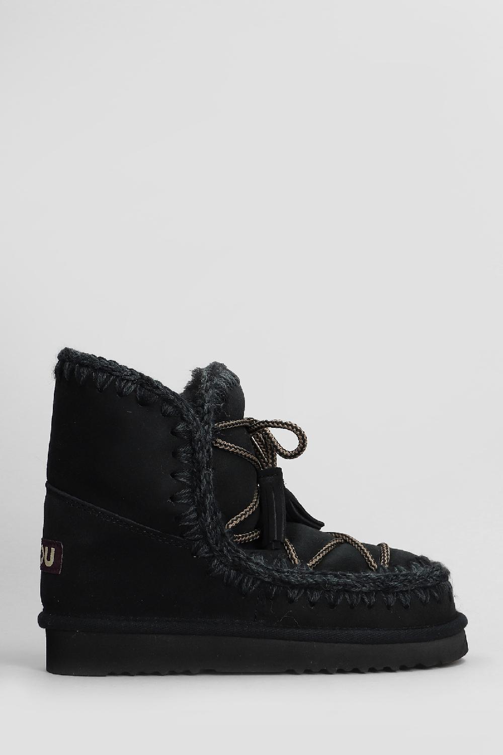 Deliberti Mou Tronchetti tacco basso eskimo scoubidoo in pelle nera cod. 408417 - Deliberti The Luxury Shopping