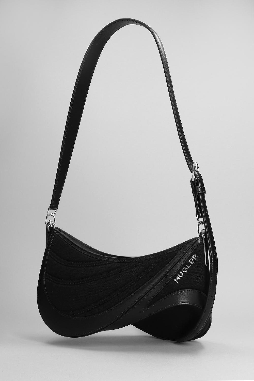 Deliberti Mugler Borsa A Spalla In Pelle E Tessuto Nero Cod. 379861 - Deliberti The Luxury Shopping