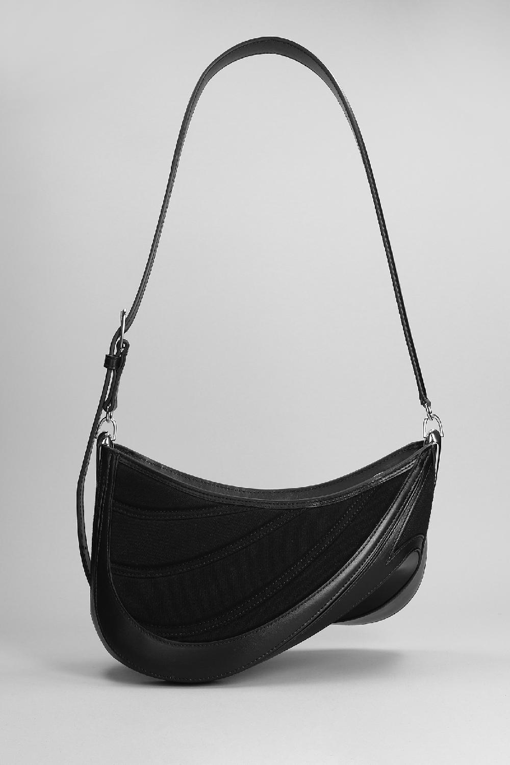 Deliberti Mugler Borsa A Spalla In Pelle E Tessuto Nero Cod. 379861 - Deliberti The Luxury Shopping