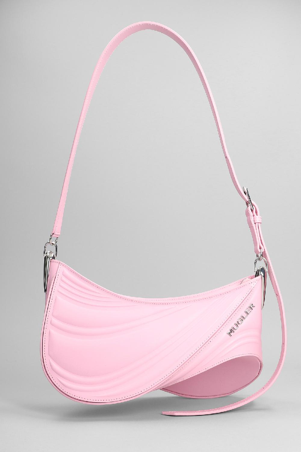 Deliberti Mugler Borsa a spalla spiral medium in pelle rosa cod. 372802 - Deliberti The Luxury Shopping