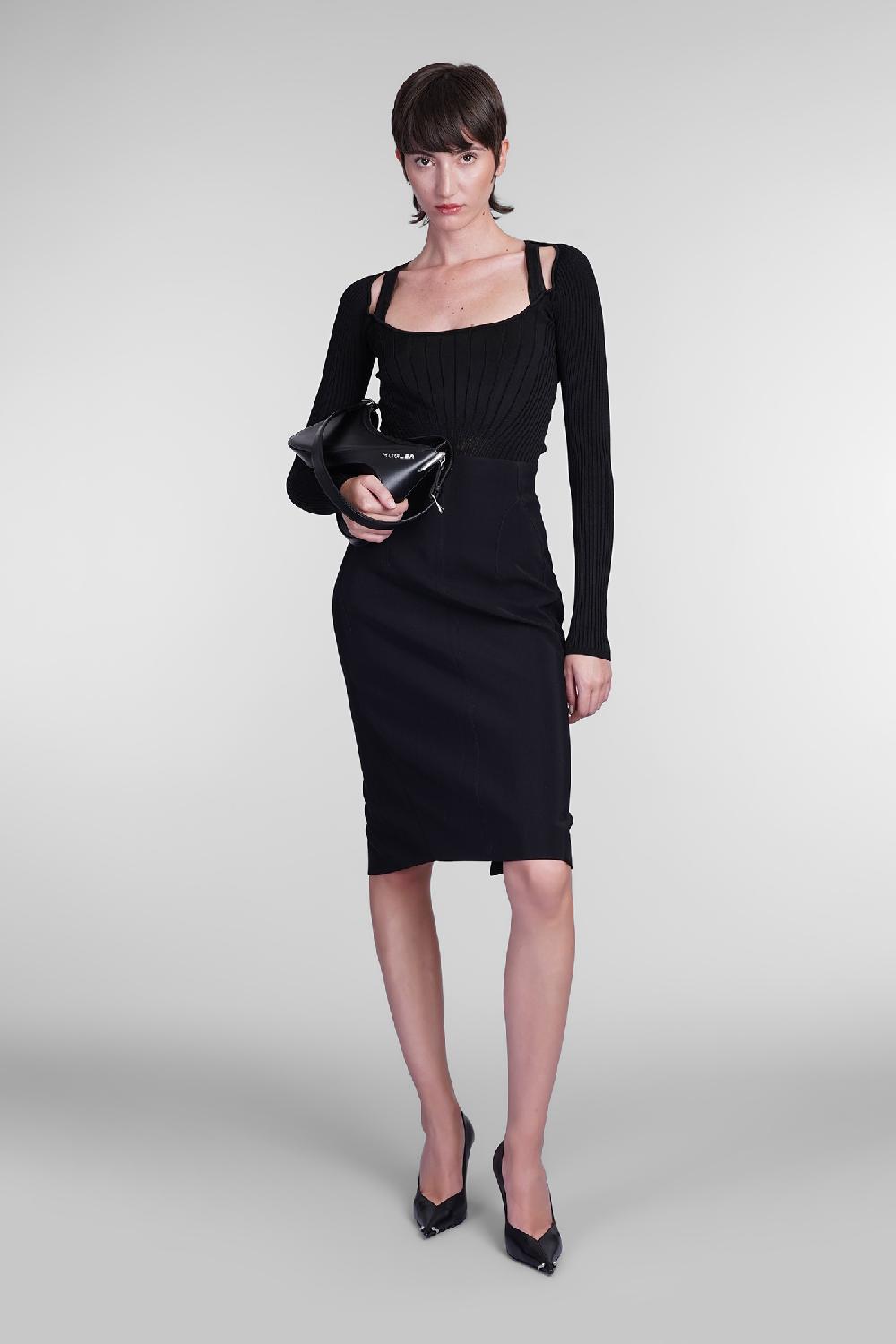 Deliberti Mugler Gonna In Viscosa Nera Cod. 402661 - Deliberti The Luxury Shopping