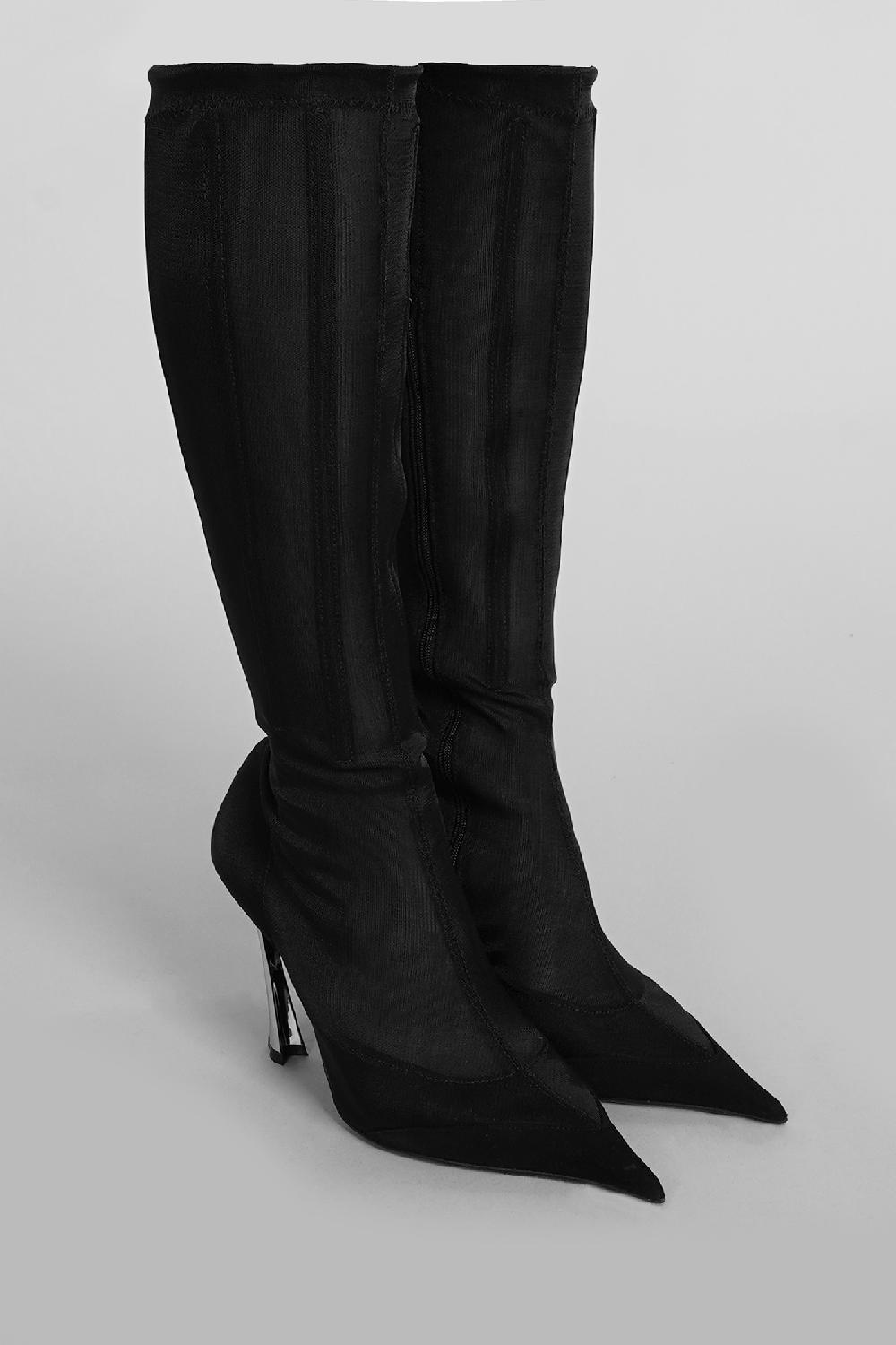 Deliberti Mugler Stivali Tacco Alto In Nylon Nero Cod. 400943 - Deliberti The Luxury Shopping