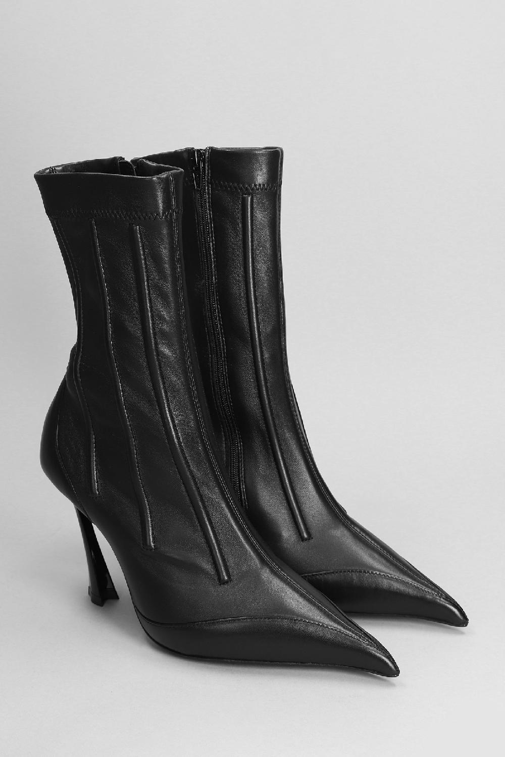 Deliberti Mugler Tronchetti Tacco Alto In Pelle Nera Cod. 403677 - Deliberti The Luxury Shopping