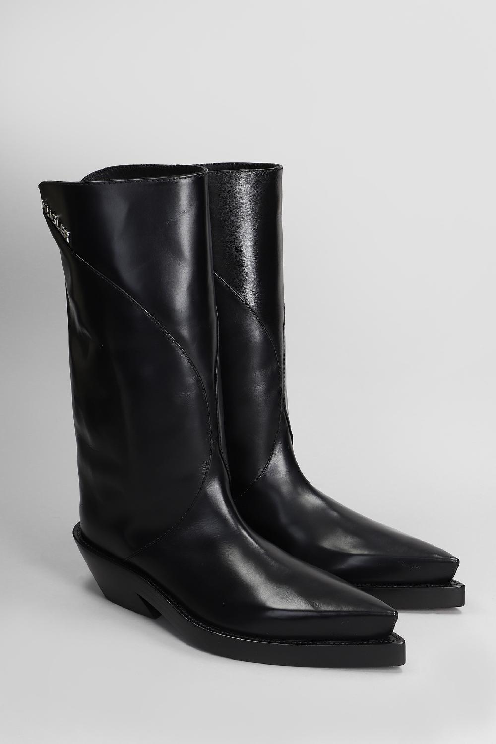 Deliberti Mugler Tronchetti Tacco Alto Santiago Boot In Pelle Nera Cod. 408649 - Deliberti The Luxury Shopping
