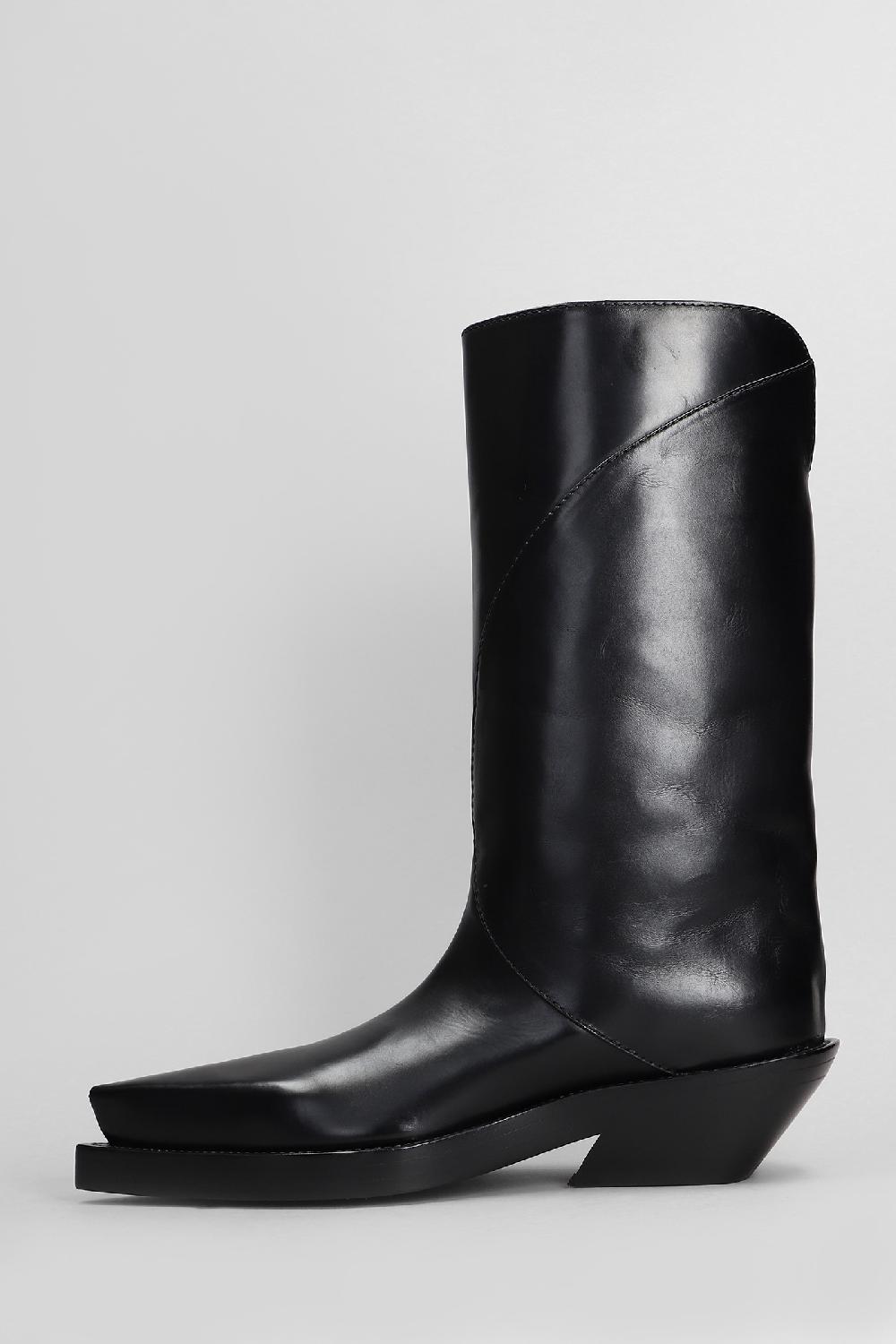 Deliberti Mugler Tronchetti Tacco Alto Santiago Boot In Pelle Nera Cod. 408649 - Deliberti The Luxury Shopping