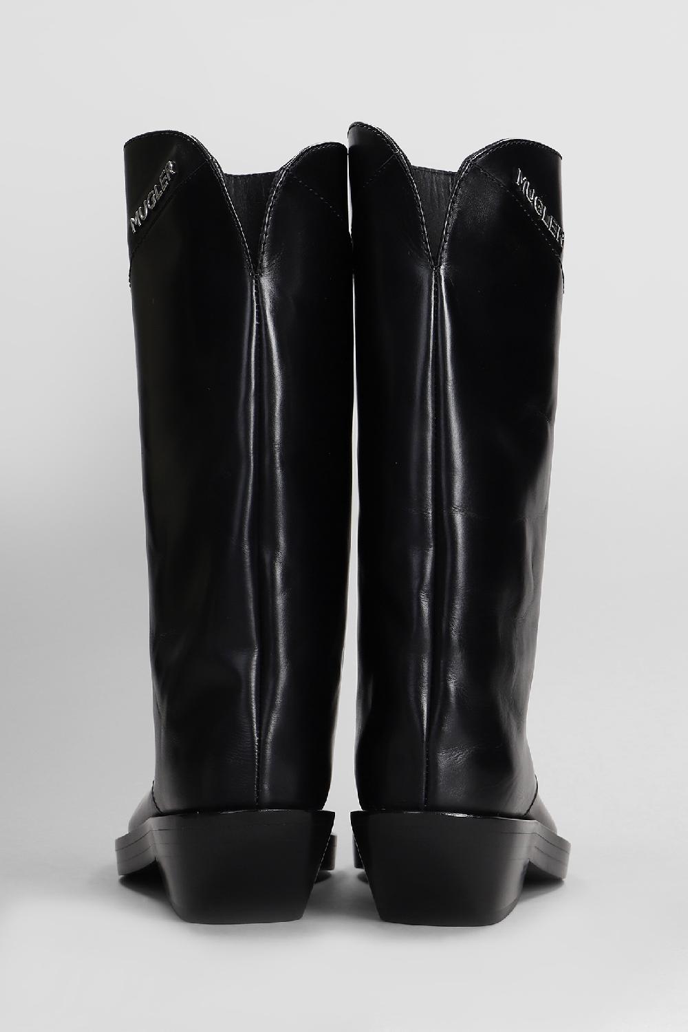 Deliberti Mugler Tronchetti Tacco Alto Santiago Boot In Pelle Nera Cod. 408649 - Deliberti The Luxury Shopping