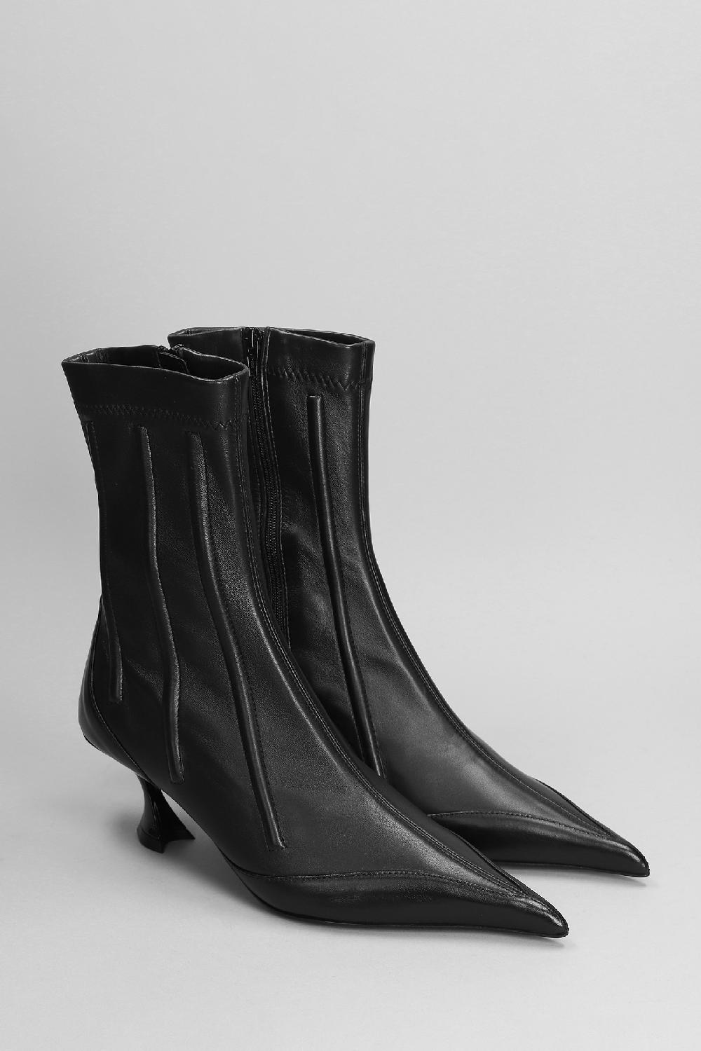 Deliberti Mugler Tronchetti Tacco Basso In Pelle Nera Cod. 403680 - Deliberti The Luxury Shopping