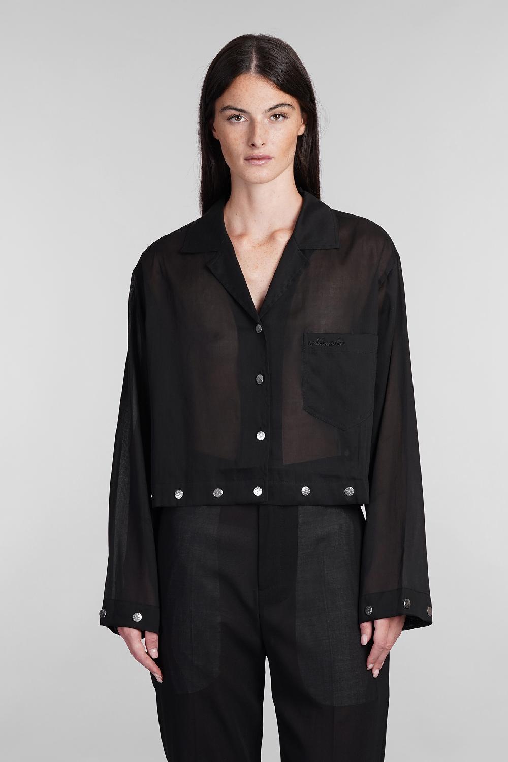 Deliberti Nanushka Camicia vally in cupro nero cod. 405382 - Deliberti The Luxury Shopping