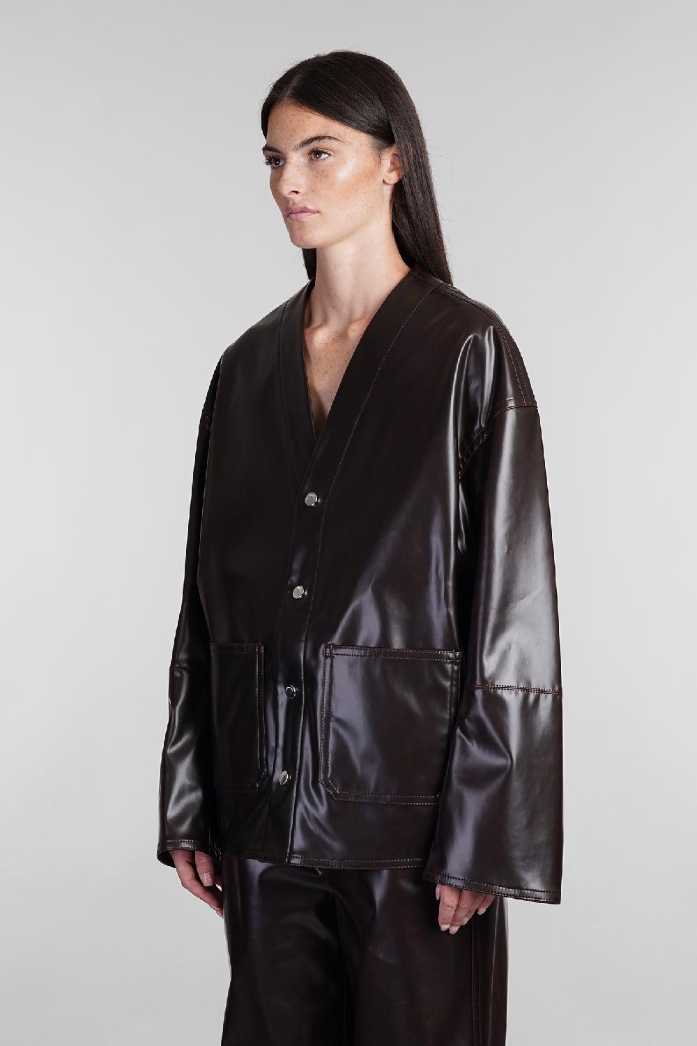 Deliberti Nanushka Giacca Casual In Poliuretano Marrone Cod. 403317 - Deliberti The Luxury Shopping