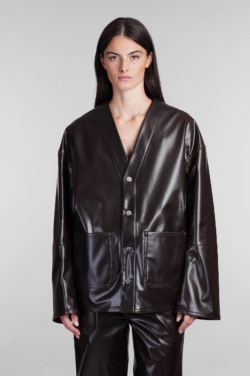 Deliberti Nanushka Giacca casual in poliuretano marrone cod. 403317 - Deliberti The Luxury Shopping