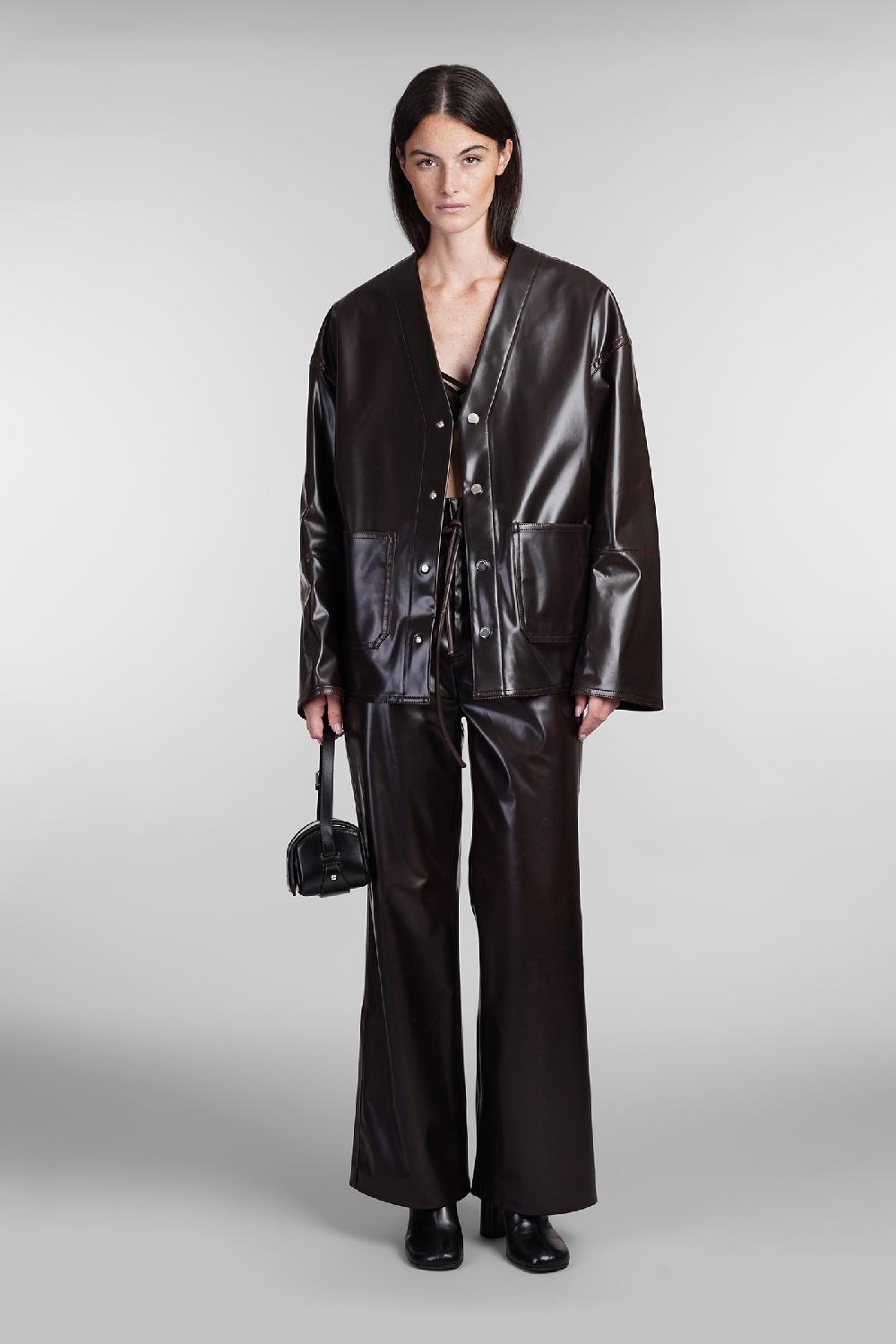Deliberti Nanushka Pantalone In Poliuretano Marrone Cod. 403318 - Deliberti The Luxury Shopping