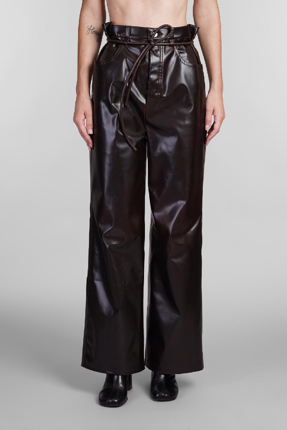 Deliberti Nanushka Pantalone in poliuretano marrone cod. 403318 - Deliberti The Luxury Shopping