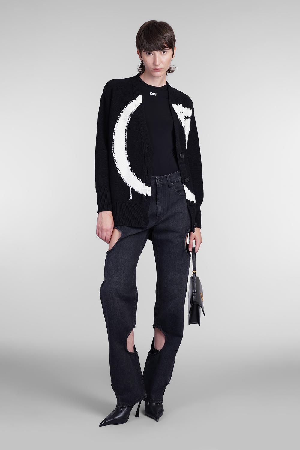 Deliberti Off White Cardigan In Lana Nera Cod. 404010 - Deliberti The Luxury Shopping