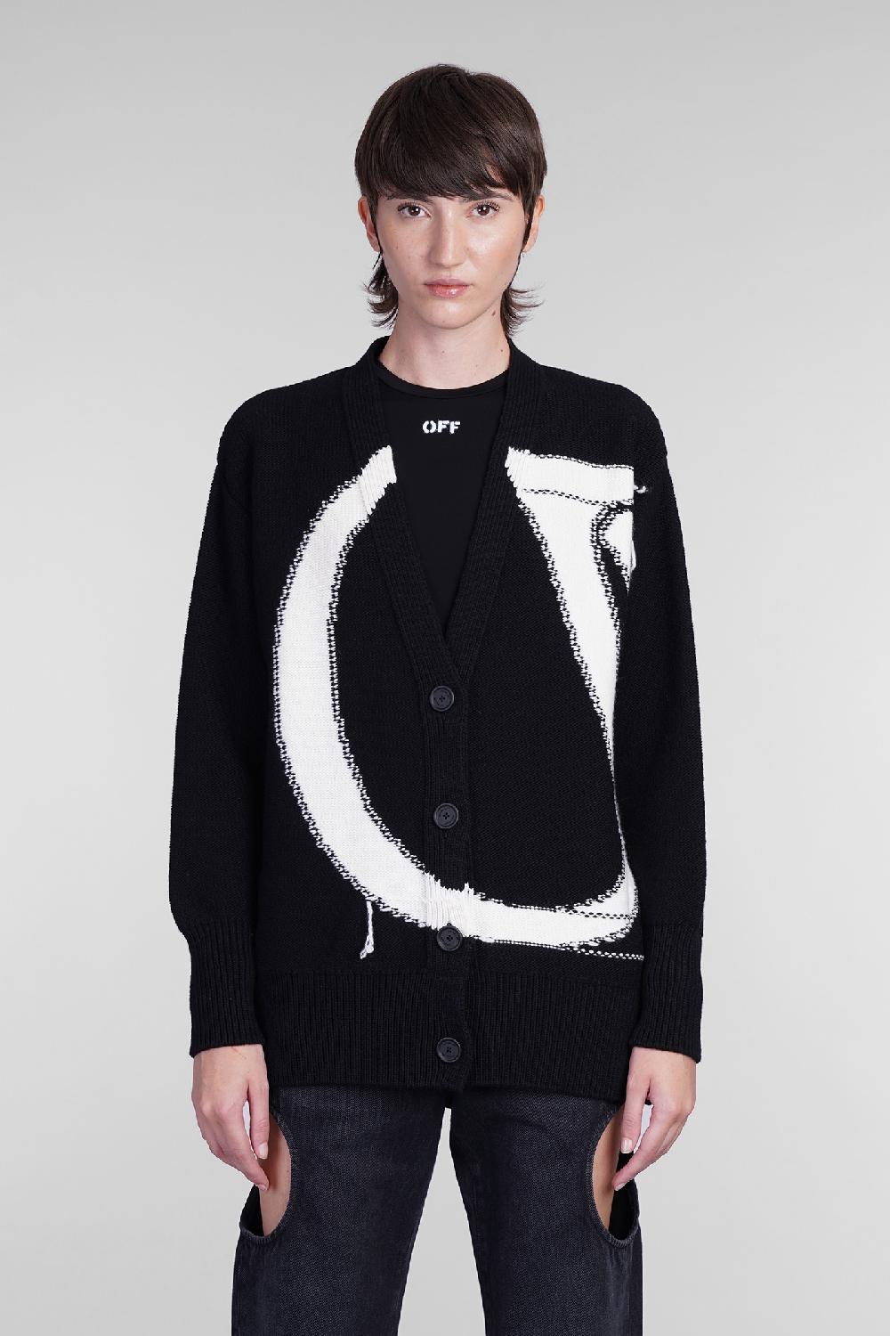 Deliberti Off White Cardigan in lana nera cod. 404010 - Deliberti The Luxury Shopping