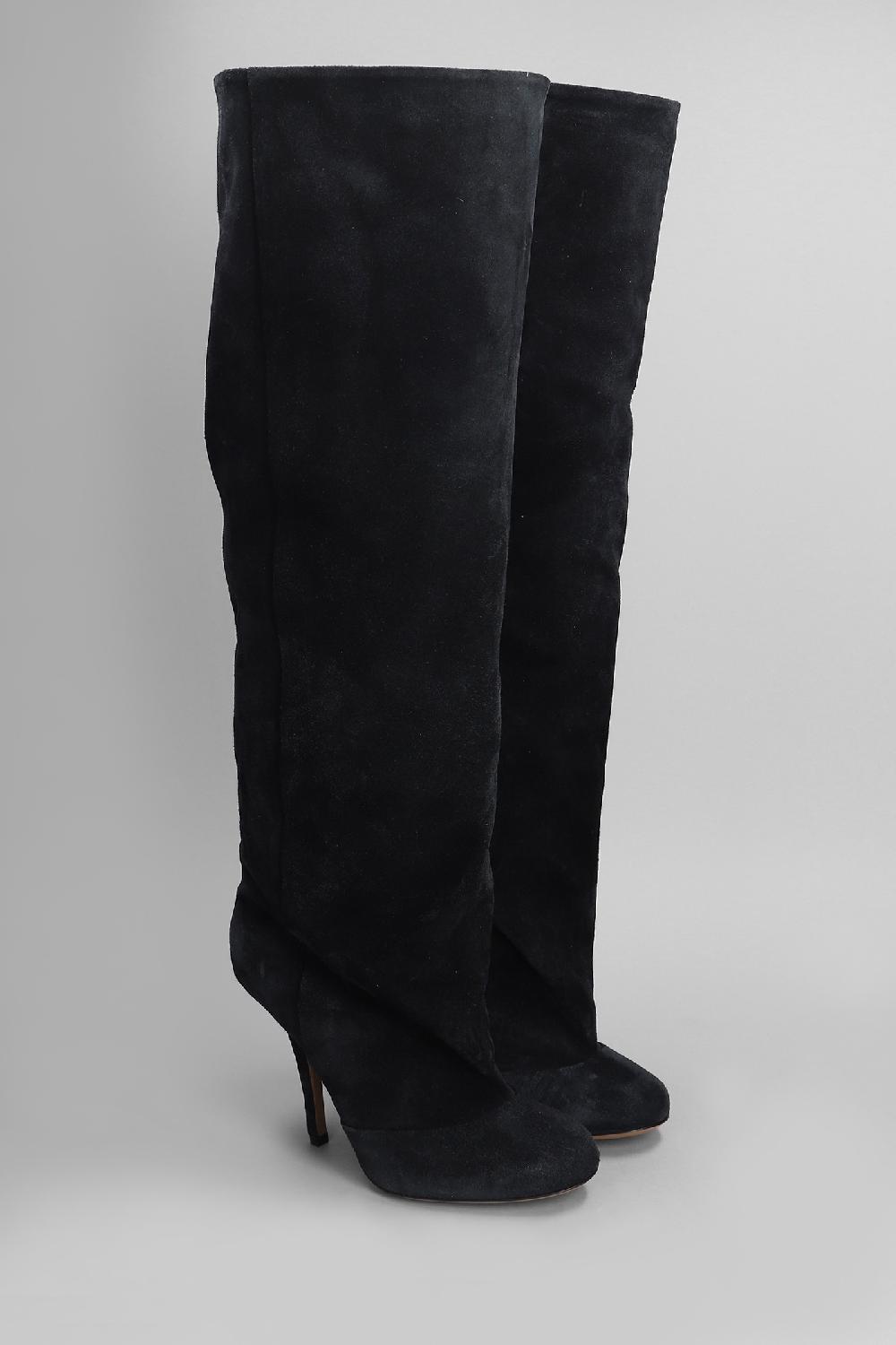 Deliberti Paris Texas Stivali Tacco Alto Esther Boot 105 In Camoscio Nero Cod. 402712 - Deliberti The Luxury Shopping