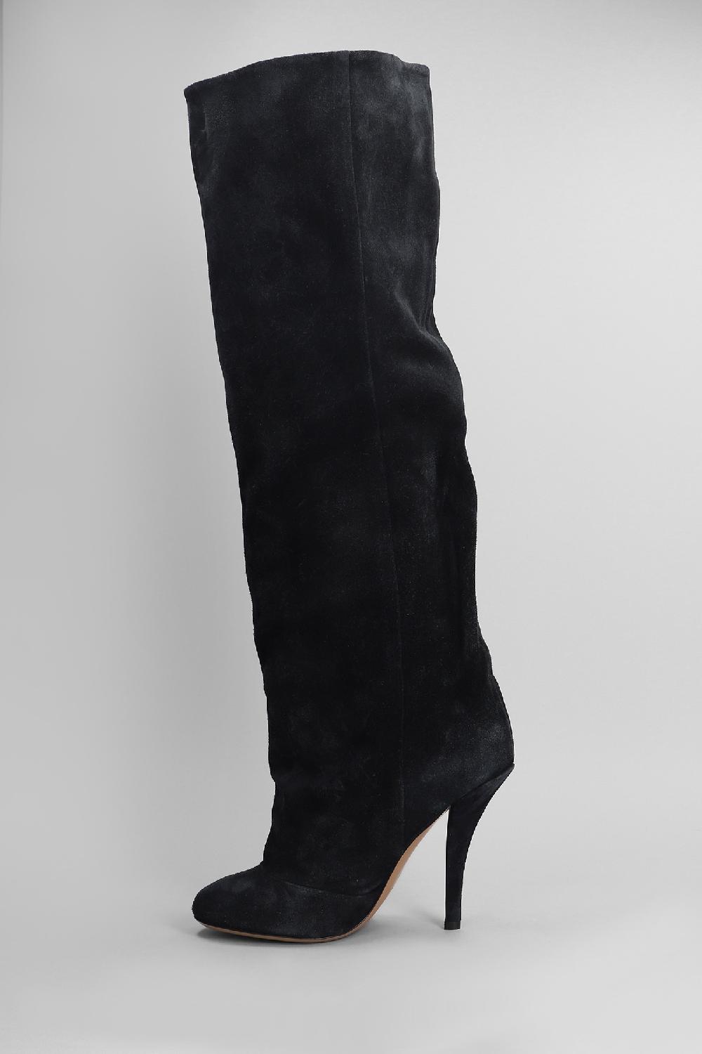 Deliberti Paris Texas Stivali Tacco Alto Esther Boot 105 In Camoscio Nero Cod. 402712 - Deliberti The Luxury Shopping