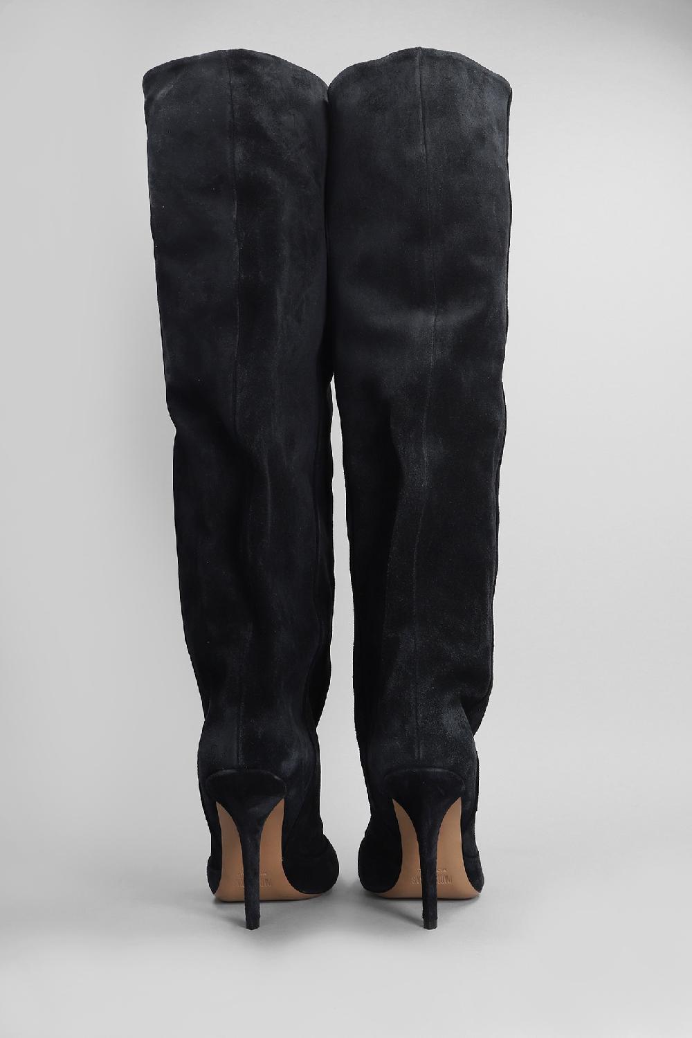 Deliberti Paris Texas Stivali Tacco Alto Esther Boot 105 In Camoscio Nero Cod. 402712 - Deliberti The Luxury Shopping