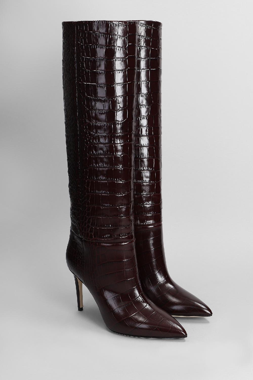 Deliberti Paris Texas Stivali Tacco Alto In Pelle Bordeaux Cod. 402705 - Deliberti The Luxury Shopping