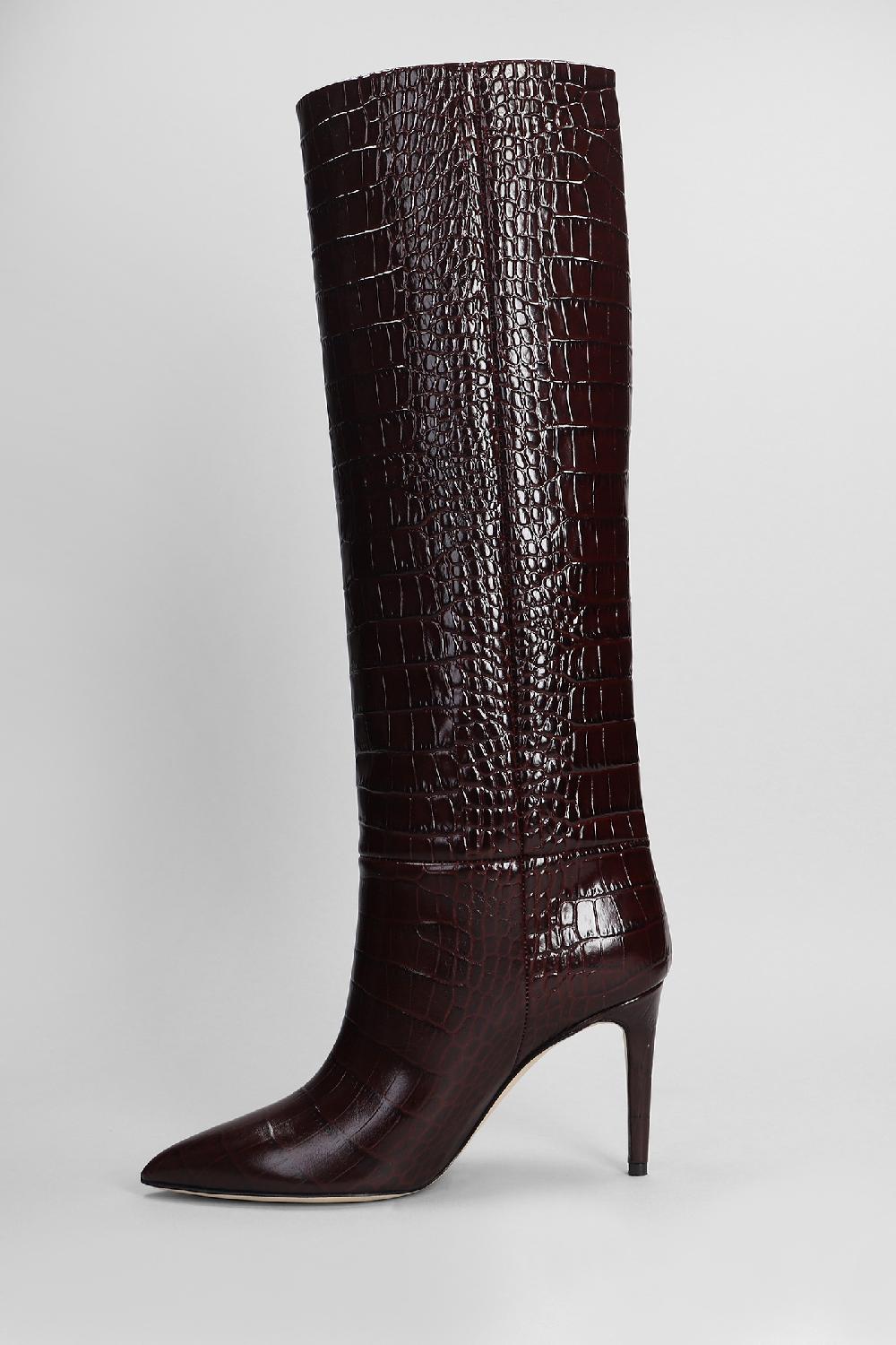 Deliberti Paris Texas Stivali Tacco Alto In Pelle Bordeaux Cod. 402705 - Deliberti The Luxury Shopping