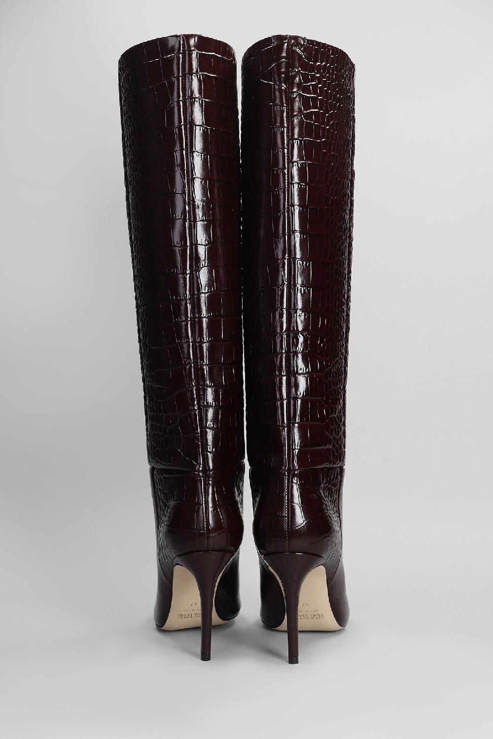 Deliberti Paris Texas Stivali Tacco Alto In Pelle Bordeaux Cod. 402705 - Deliberti The Luxury Shopping
