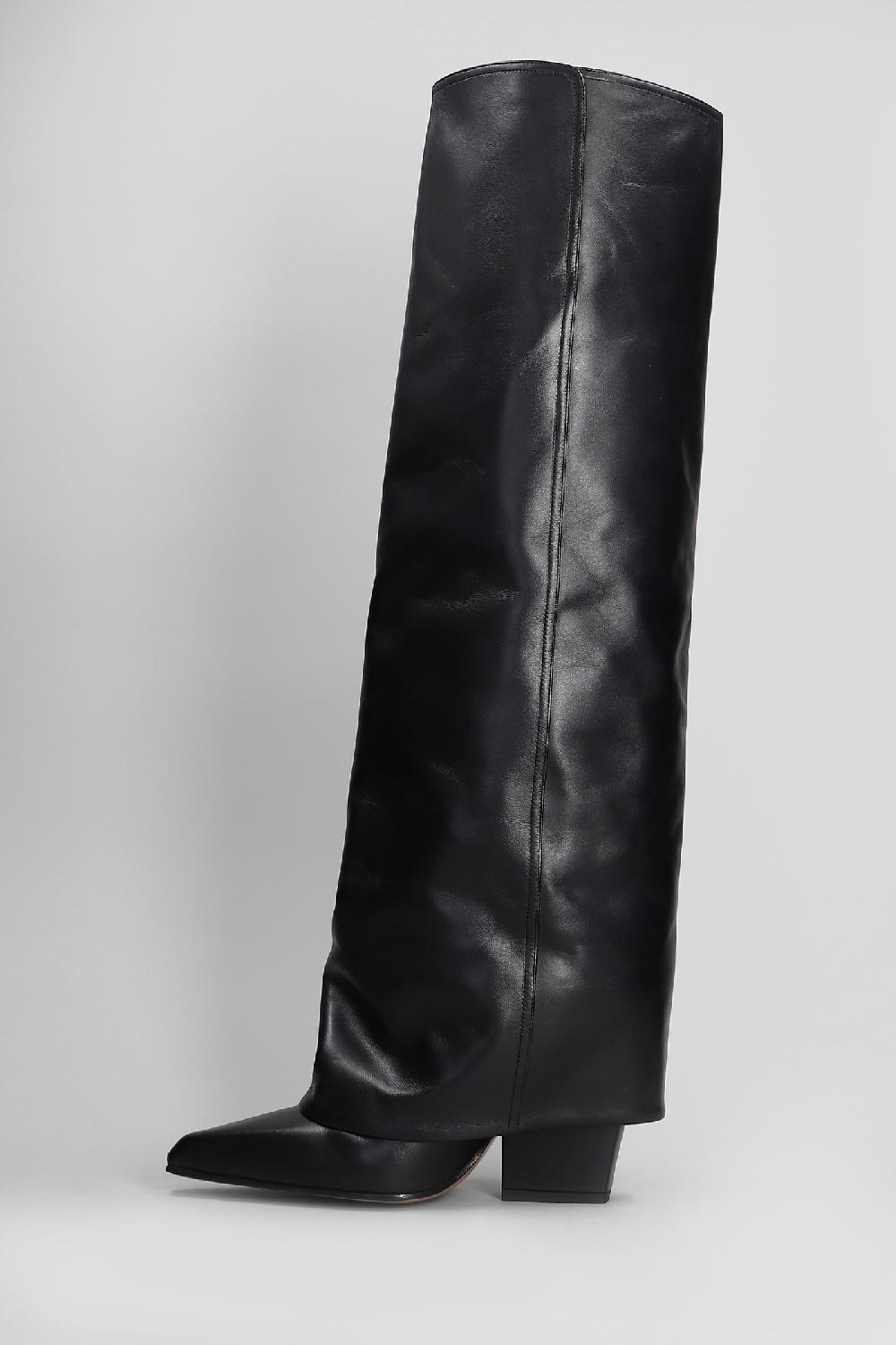 Deliberti Paris Texas Stivali Tacco Alto Jane Fold In Pelle Nera Cod. 408871 - Deliberti The Luxury Shopping