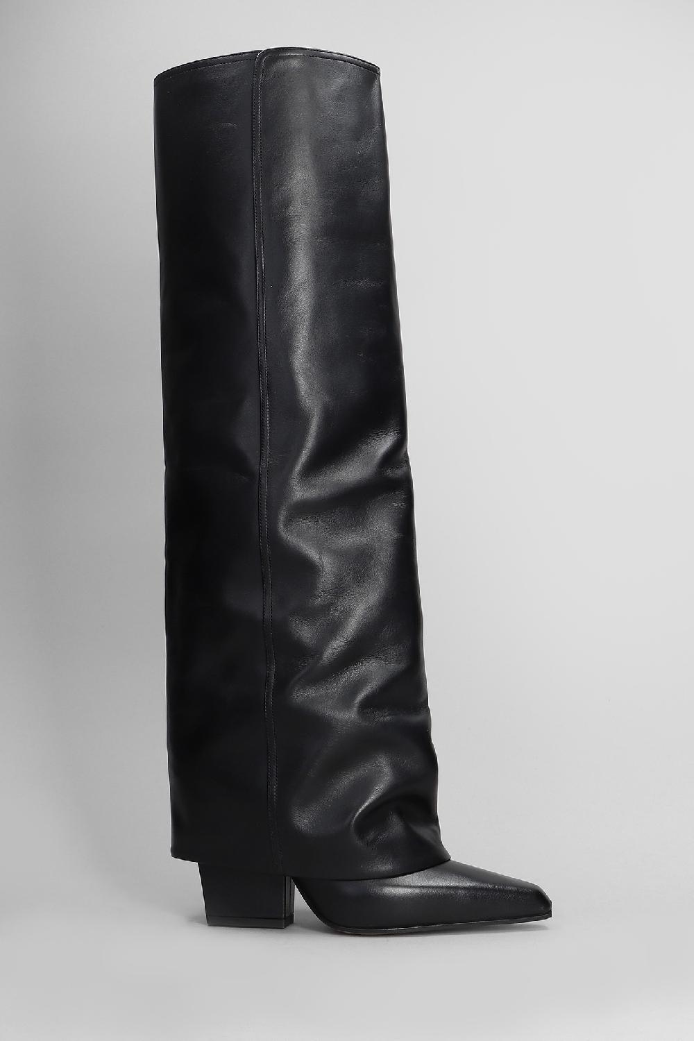 Deliberti Paris texas Stivali tacco alto jane fold in pelle nera cod. 408871 - Deliberti The Luxury Shopping