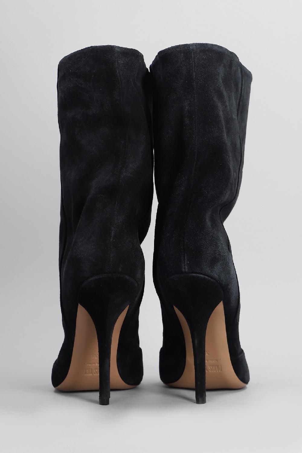 Deliberti Paris Texas Tronchetti Tacco Alto Esther Ankl Boot 105 In Camoscio Nero Cod. 402715 - Deliberti The Luxury Shopping