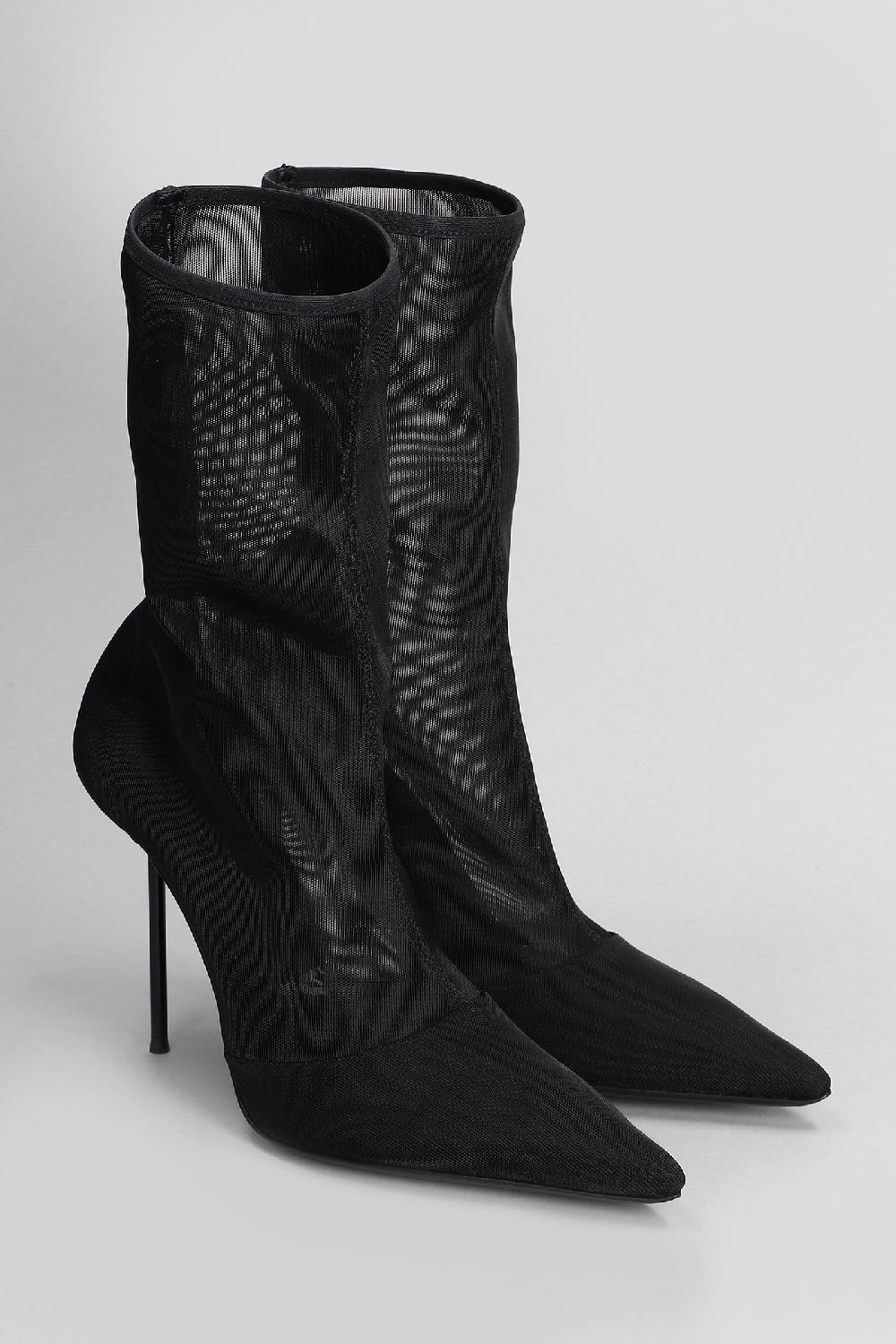 Deliberti Paris Texas Tronchetti Tacco Alto Lidia Ankle Boot In Tessuto Nero Cod. 408870 - Deliberti The Luxury Shopping