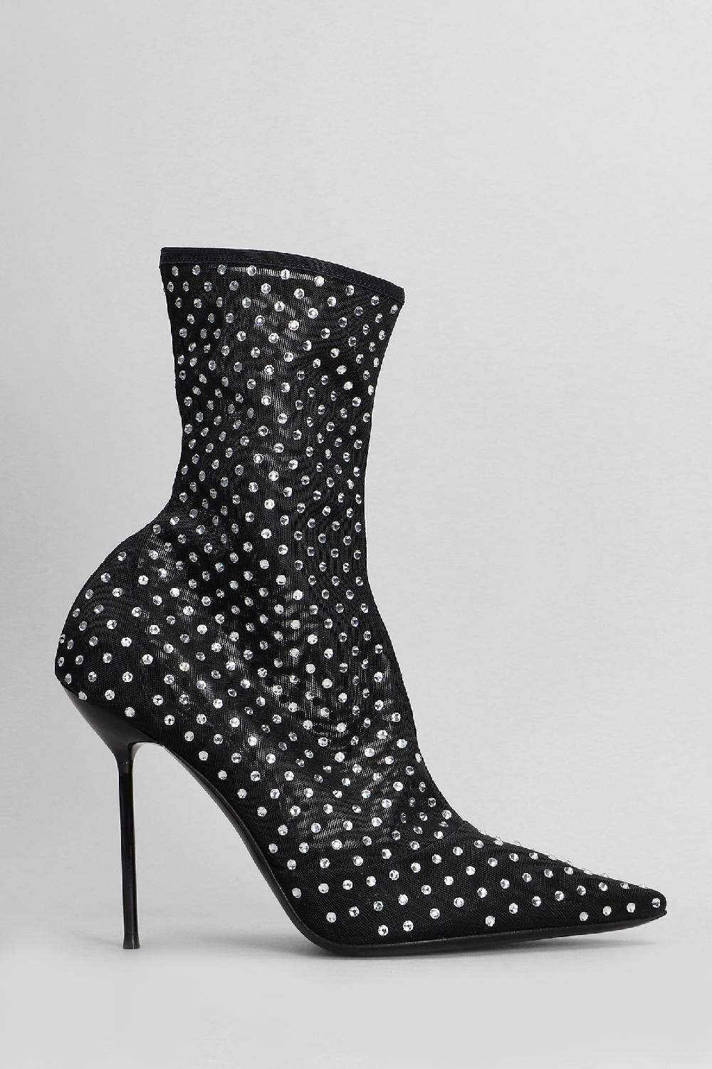 Deliberti Paris texas Tronchetti tacco alto lidia in tessuto nero cod. 409252 - Deliberti The Luxury Shopping