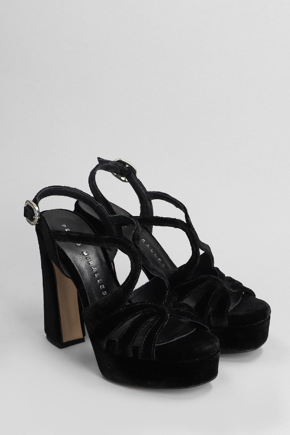 Deliberti Pedro Miralles Sandali In Velluto Nero Cod. 405991 - Deliberti The Luxury Shopping