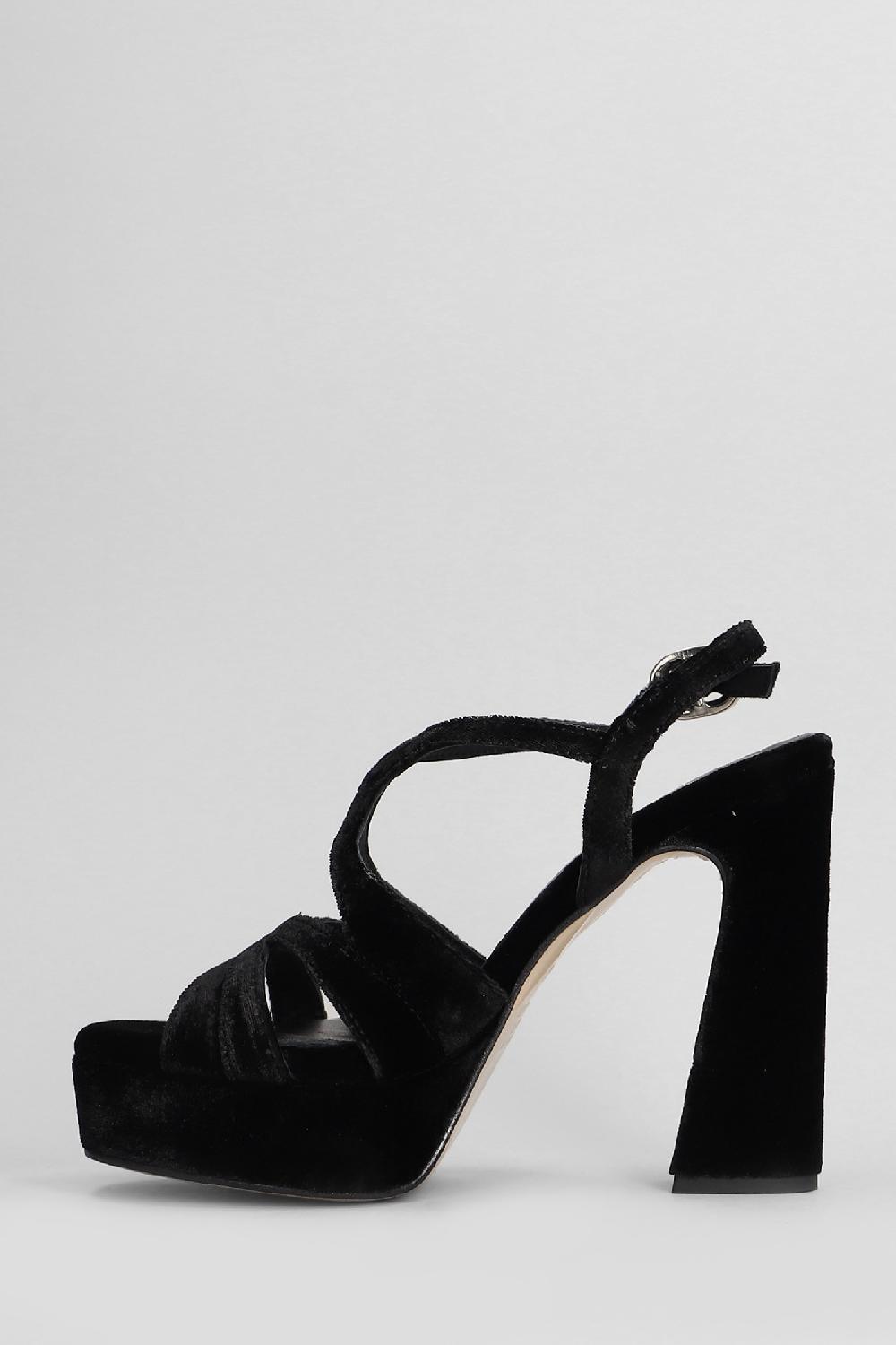 Deliberti Pedro Miralles Sandali In Velluto Nero Cod. 405991 - Deliberti The Luxury Shopping