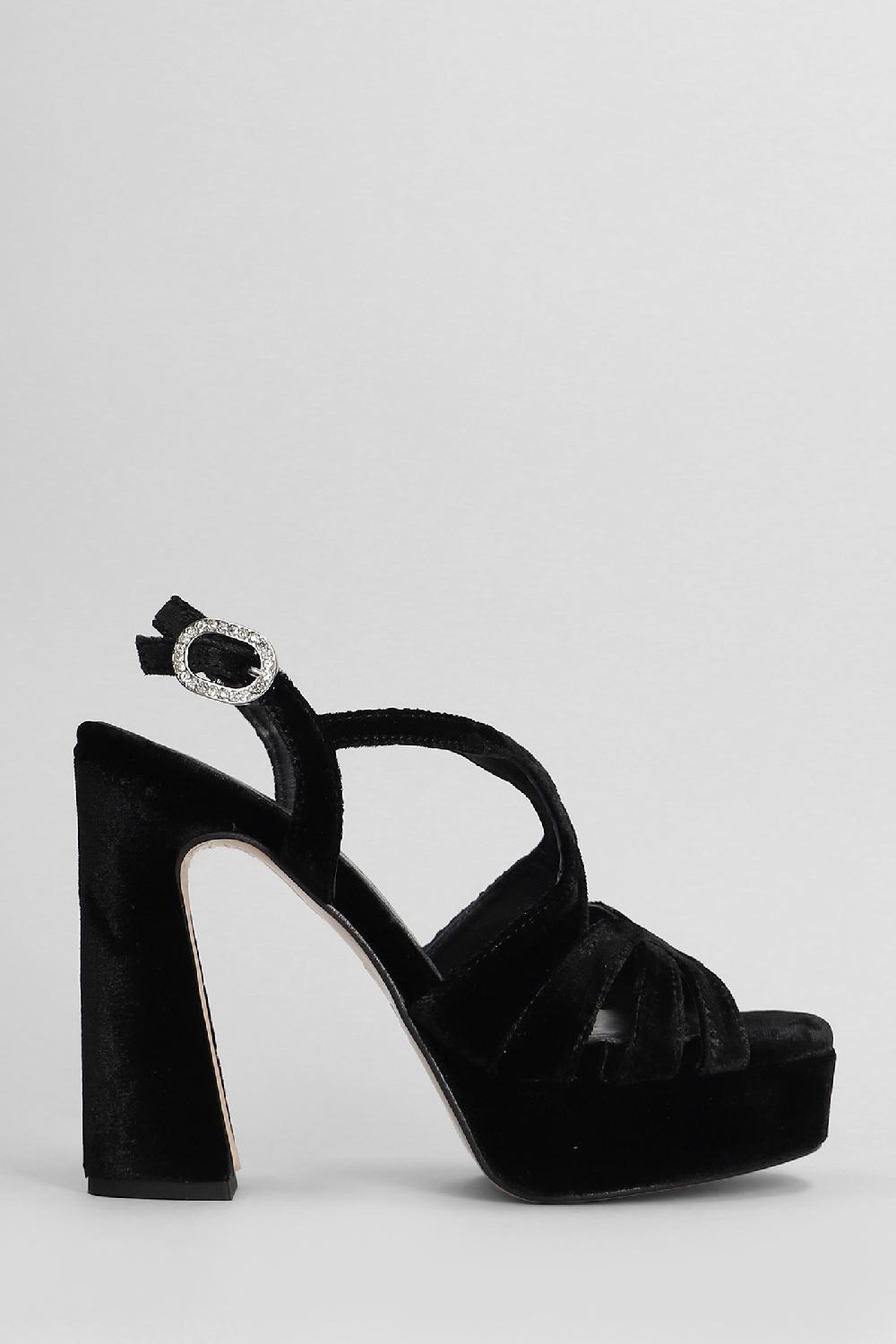 Deliberti Pedro Miralles Sandali in velluto nero cod. 405991 - Deliberti The Luxury Shopping